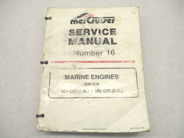 90-823224 992 MerCruiser Service Repair Manual #16 GM V-8 7.4L 8.2L