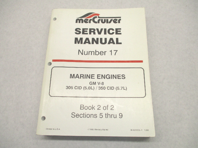 823225-1 1096 MerCruiser Service Repair Manual #17 GM V-8 5.0L 5.7L Engines Book 2