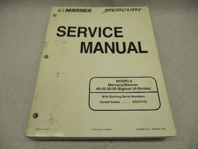 90-828631R3 Mercury Mariner Outboard Service Repair Manual 40-50 HP 4S Bigfoot
