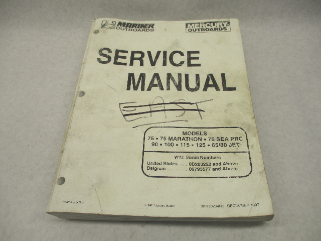 90-830234R3 Mercury Mariner Outboard Service Manual 75-125 HP 65/80 JET 94-97