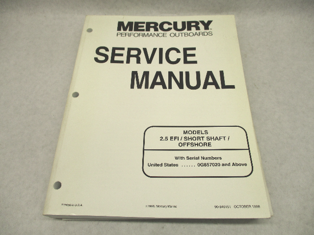 840151 1998 Mercury Outboard Service Repair Manual EFI 2.5L Short Shaft Offshore