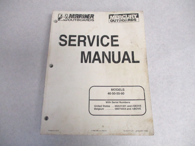 90-852572R1 98 Mercury Mariner Outboard Service Repair Manual 40-60 HP