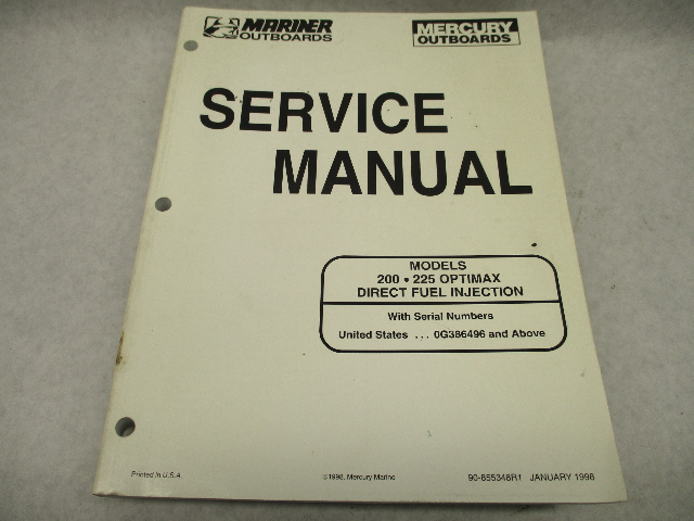 90-855348R1 Mercury Mariner Outboard Service Repair Manual 200-225 DFI Optimax