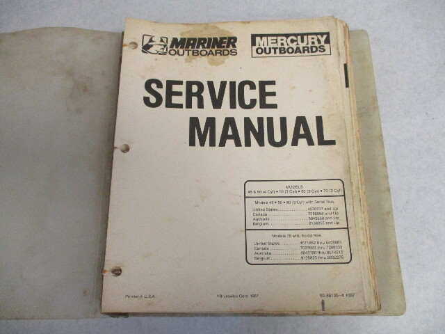 90-86135-4 1087 Outboard Service Repair Manual for Mercury Mariner 45-70 HP