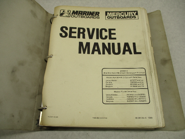 90-86135-5 1089 Outboard Service Repair Manual for Mercury Mariner 45-70 HP