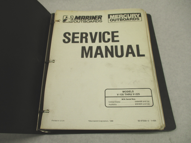 90-97658-3 488 Mercury Mariner Outboard Service Repair Manual V-135 thru V-225