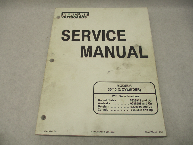 90-42794-1 690 Mercury Outboard Service Repair Manual 35-40 HP 2 CYL
