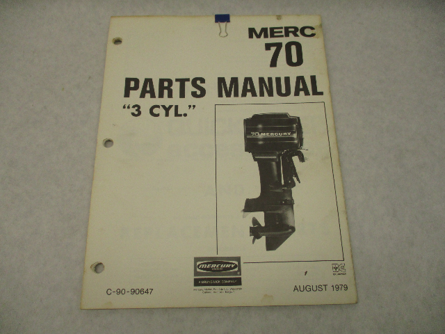 90-90647 1979 Parts Catalog Manual for 1980 Mercury Merc 70 HP 3-CYL  Outboards