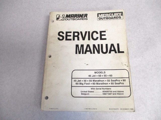 817643R1 1996 Mercury Mariner Outboard Service Repair Manual 50-60 HP 45 Jet
