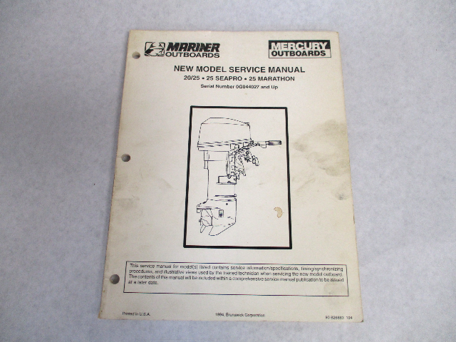 1994 Mercury Mariner Outboard Service Repair Manual 20-25 HP Seapro Marathon