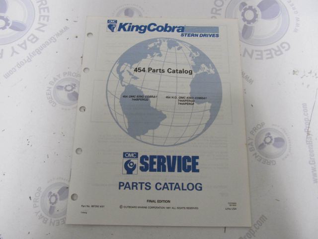 987292 1991 OMC King Cobra Stern Drive Parts Catalog 454 7.4