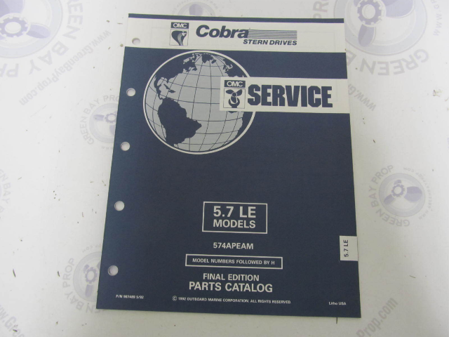 987489 1992 OMC Cobra Stern Drive Parts Catalog 5.7 LE