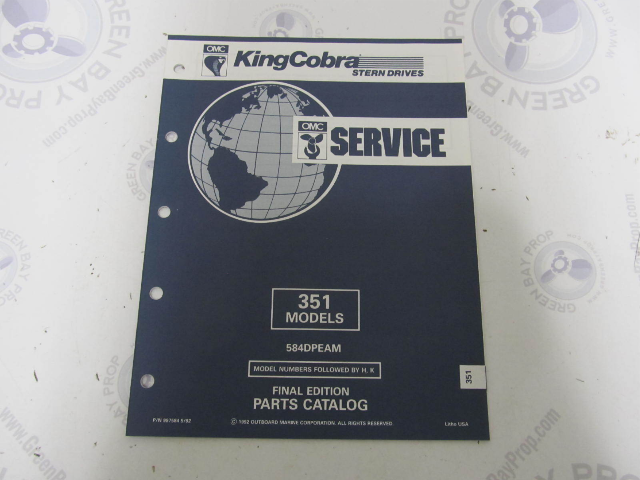 987584 1992 OMC King Cobra Stern Drive Parts Catalog 351