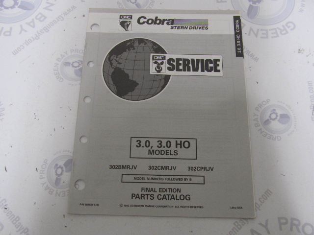 987854 1993 OMC Cobra Stern Drive Parts Catalog 3.0L 3.0 HO