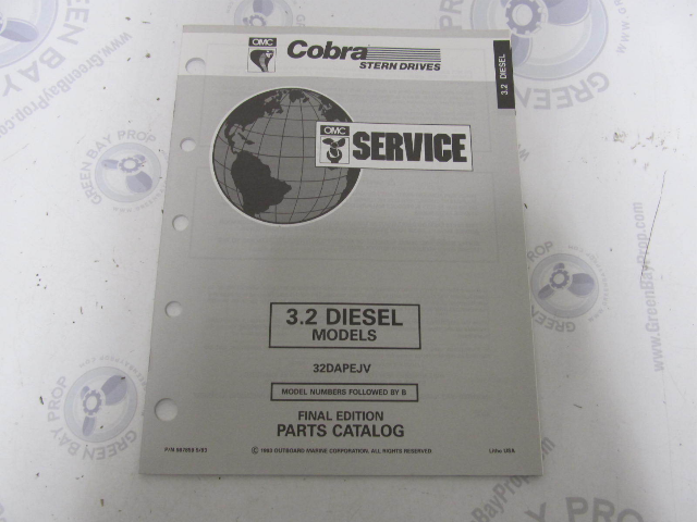 987859 1993 OMC Cobra Stern Drive Parts Catalog 3.2 Diesel