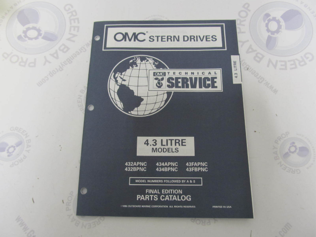988210 OMC Cobra Stern Drive 4.3L Parts Catalog 1996 Final Edition
