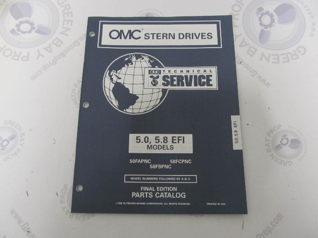 988212 OMC Cobra Stern Drive 5.0 & 5.8 EFI Parts Catalog 1996 Final Edition