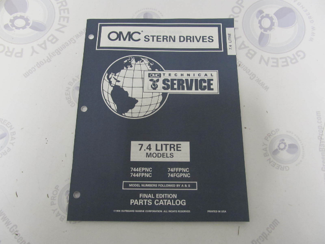 988214 OMC Cobra Stern Drive 7.4L Tech Service Parts Catalog 1996 Final Edition