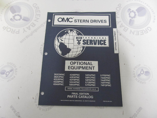 988216 OMC Cobra Stern Drive Optional Equipment Tech Service Parts Catalog 1996