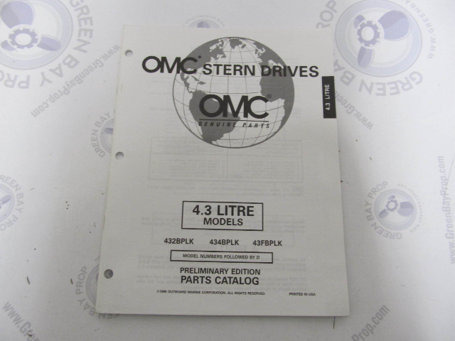 988224 OMC Cobra Stern Drive 4.3L Parts Catalog 1997 Prelim Edition