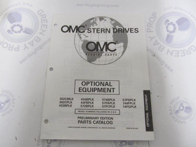 988227 OMC Cobra Stern Drive 3.0L-7.4L Optional Equipment Parts Catalog 1997
