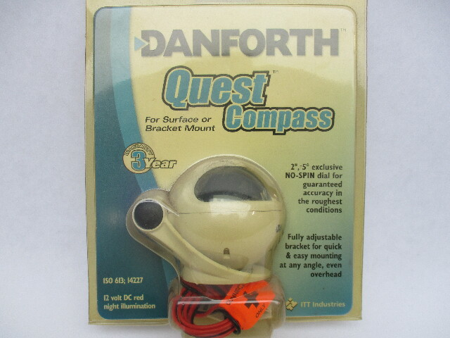 Danforth Quest Marine Compass White 2" Dial Lexan Dome Versatile Mount