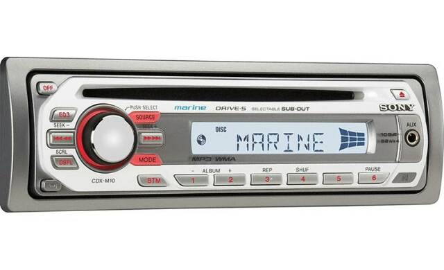 Sony CDX-M10 Marine AM/FM CD, MP3, WMA Receiver with Front-Panel Auxiliary Input
