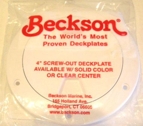 DP40-W Beckson 4" I.D. White Twist Out Smooth Deck Plate