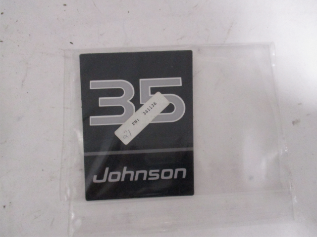 341136 OMC Johnson 35 HP Front Frame Plate Decal 1996, Smoke