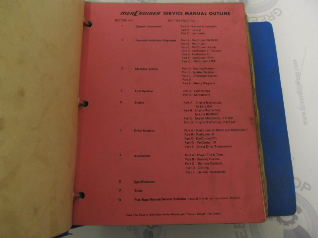 Vintage 1970-71 MerCruiser Stern Drive Service Repair Manual Binder