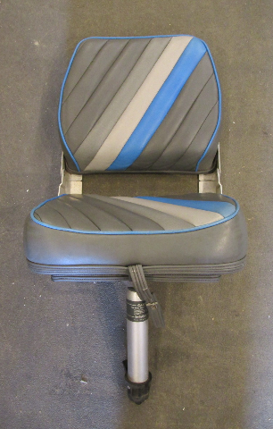 Marine Boat Folding Grey Blue Seat Chair & Adjustable Height Pedestal