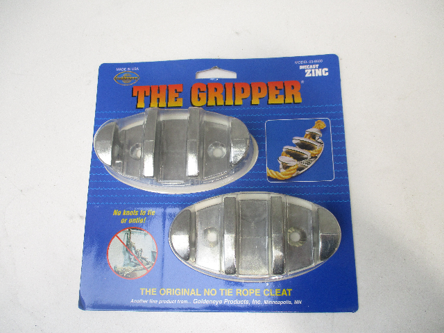 Goldeneye The Gripper No Tie Rope Cleat Zig Zag Zinc Boat Cleats 4" X 1 7/8"