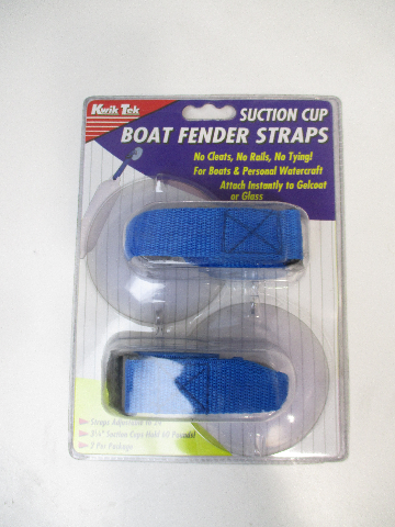 Kwik Tek Suction Cup Boat Fender Straps Adjustable to 24" 2-Pack