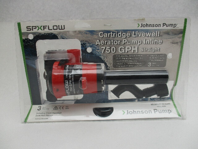 JOHNSON LIVEWELL CARTRIDGE AERATING PUMP-Inline 750 GPH, Straight 28703