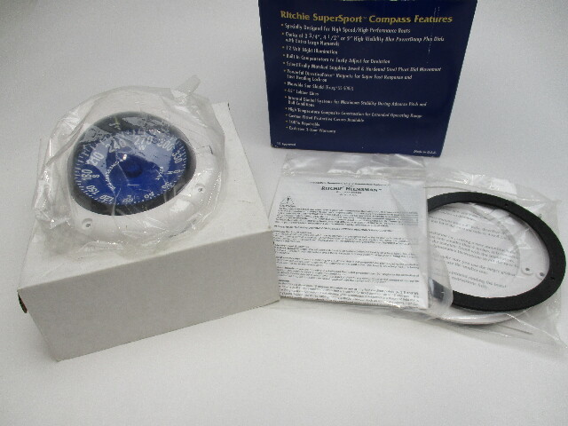 Ritchie Navigation SS-1002W Supersport Flush Mount Compass 3-3/4-inch Blue Dial
