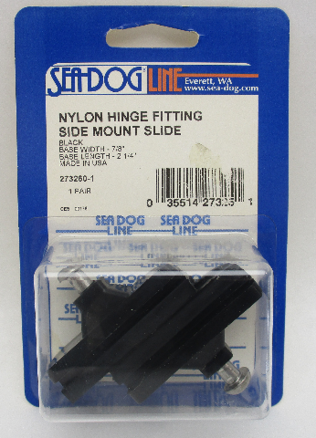 NYLON TRACK FITTINGS, BLACK-Side Mount Slide, .85 Track; Base 7/8" x 2-1/4"