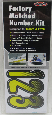 3" INCH YELLOW/BLACK BOAT LETTERS,NUMBERS,STICKERS,NUMBER KIT, YEBK200