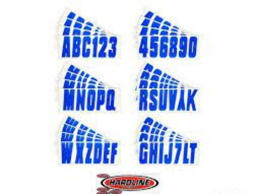 3" INCH SOLID BLUE BOAT LETTERS,NUMBERS,STICKERS,NUMBER KIT, BLU350EC