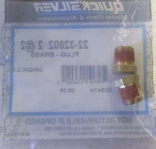22-328022 32802 fits Mercruiser Engine Brass Pipe Plug .125-27 Set of 2
