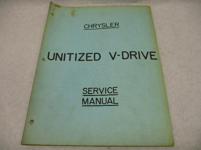 Service Repair & Operator's Manual for Chrysler Marine Unitized V-Drive Paragon