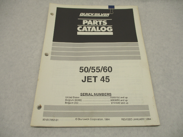 90-817352-91 1994 Quicksilver Mercury Outboard Parts Catalog 50-60 HP JET 45