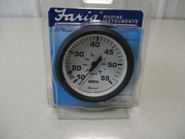 32909 Faria Marine Boat 4" Mechanical Speedometer Euro White 10-55MPH
