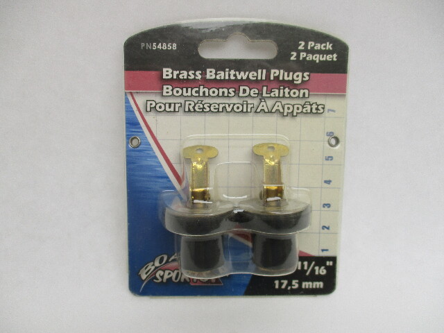 54858 Boater Sports  Livewell Baitwell Stopper Plug 11/16" Brass Pair