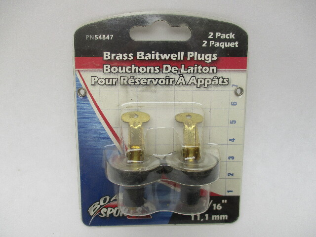 54847 Boater Sports  Livewell Baitwell Stopper Plug 7/16" Brass Pair