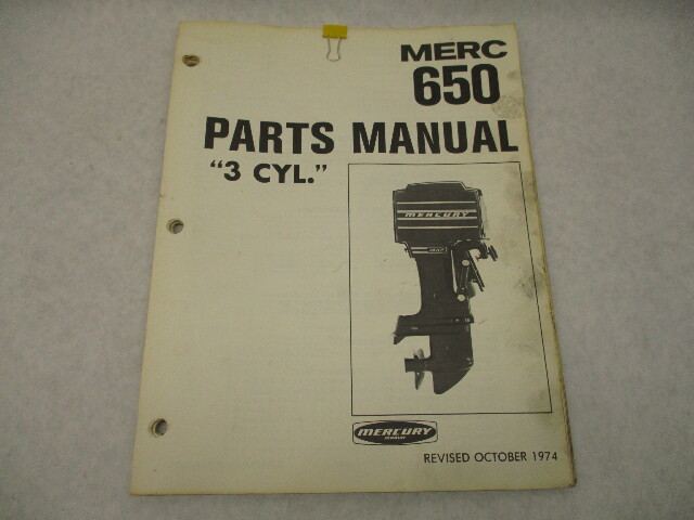 1974-1975 Parts Catalog Manual for Mercury Merc 650 65 HP 3-CYL Outboards