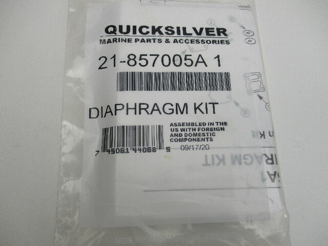21-857005A1 Fuel Pump Diaphragm Kit Mercury Mariner Outboard Engines