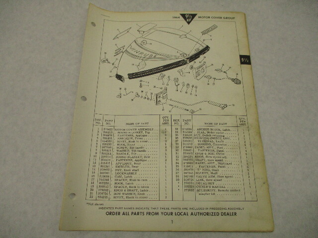 1964 OMC Evinrude Outboard Parts Catalog 9.5 HP Sportwin