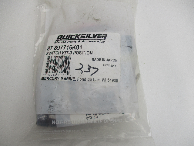 87-897716K01 Quicksilver Outboard Boat Ignition Switch and Key 2006 and Newer