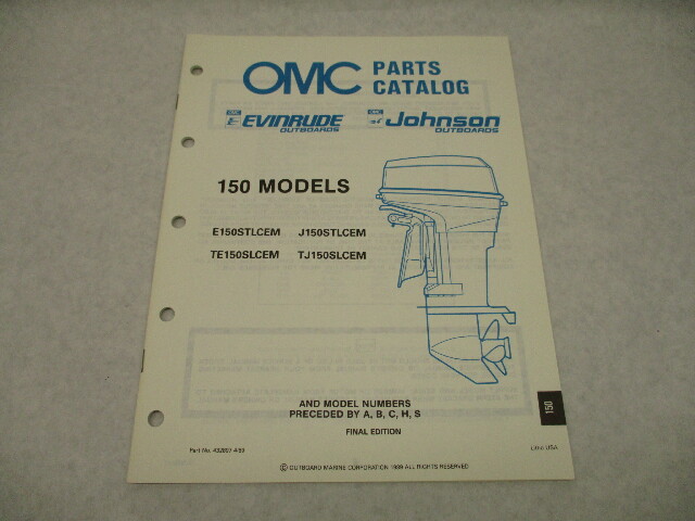 NOS 432897 OMC Evinrude Johnson 1989 Outboard 150 HP Parts Catalog