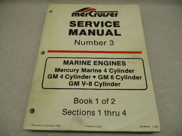 90-95693 888 MerCruiser Service Repair Manual Number 3 GM Marine Engines Book 1